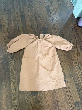 Everlane Peach/Tan Puff-Sleeve Pocket Dress